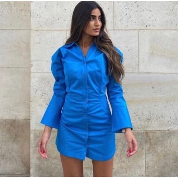 ZARA BLOGGER FAVORITE COTTON SHIRT DRESS - Picture 1 of 16